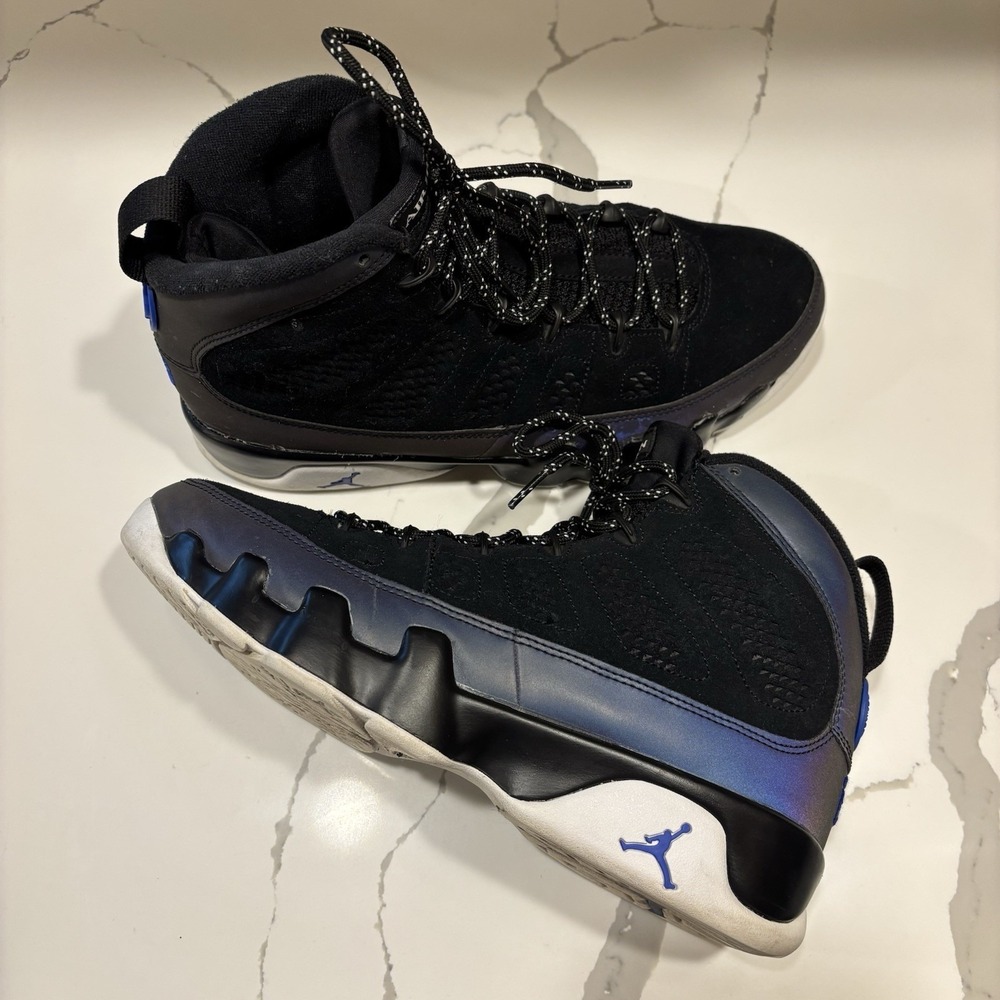 Nike Air Jordan 9 Retro "Racer Blue" Size 8.5 Black Sneakers Shoes CT8019-024